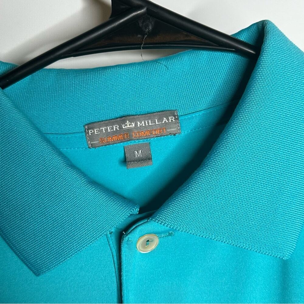 Peter Millar Summer Comfort Breathable Dri-Fit Bright Blue Golf Polo, MEDIUM - Picture 6 of 7